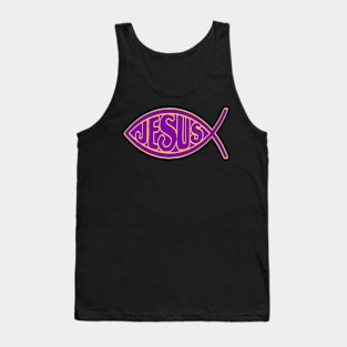 JESUS FISH PURPLE GOLD ICHTHYS CHRIST CHRISTIAN Tank Top